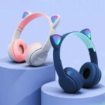 Flash Lamp Cute Cat Ears Headphone Bluetooth5.0 Stereo With Mic Support TF Card Wireless Kids Girl Earphone Birthday Gift - Image 4