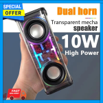 Macha A88 Transparent 10W Wireless Speaker Dual TWS Series Surround TF Card Double Horn RGB Lighting Mode Bluetooth Speaker - Image 2