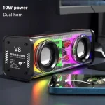 Macha A88 Transparent 10W Wireless Speaker Dual TWS Series Surround TF Card Double Horn RGB Lighting Mode Bluetooth Speaker - Image 4