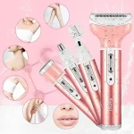 Kemei Km-6637 Multi-Functional 4 In 1 Rechargeable Women Body Shaver Beard Eyebrow Nose Trimmer For Women - Image 3