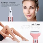 Kemei Km-6637 Multi-Functional 4 In 1 Rechargeable Women Body Shaver Beard Eyebrow Nose Trimmer For Women - Image 2