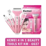 Kemei Km-6637 Multi-Functional 4 In 1 Rechargeable Women Body Shaver Beard Eyebrow Nose Trimmer For Women - Image 4
